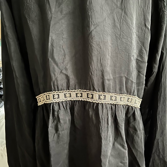 JOHNNY WAS rare black tunic top/dress tan-gold embroidery size large - Picture 6 of 9